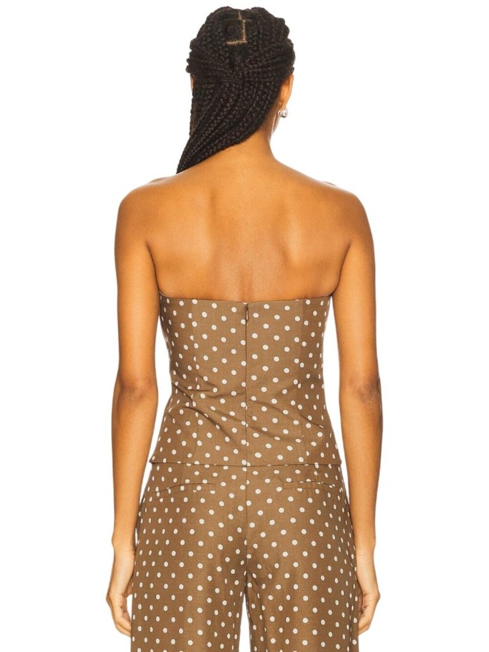 Amanda Uprichard x REVOLVE Soho Top in Chocolate Brown Polka Dot X-Small Womens - Picture 2 of 8